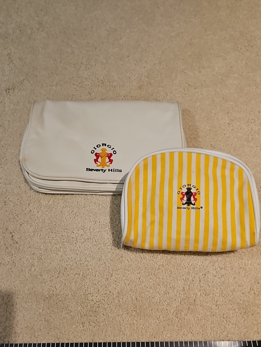 Vintage Giorgio Yellow Stripe Cosmetic Pouch Set